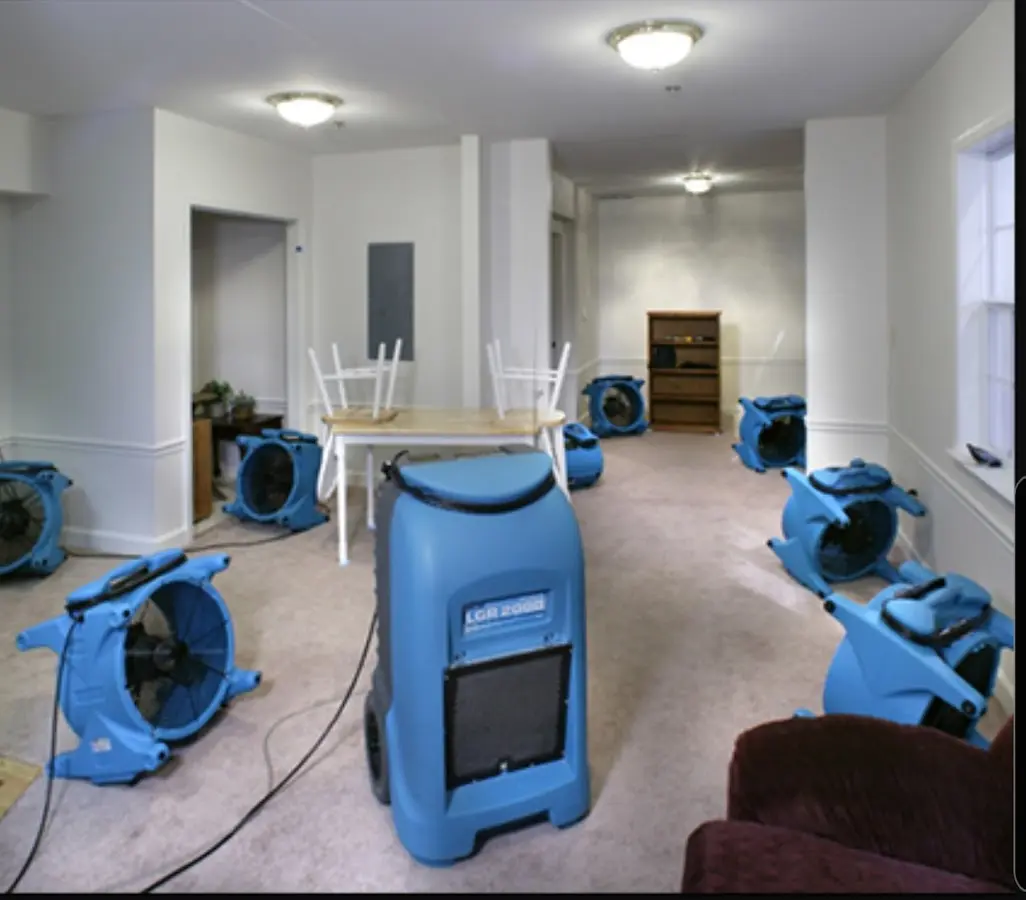 Air movers and dehumidifier setup for Water Extraction & Removal in Union City